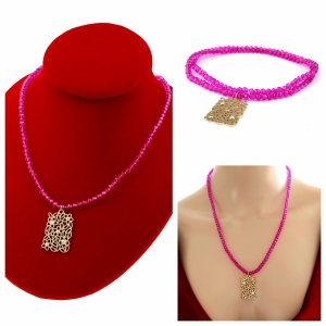 Necklace with sparkling glass crystals on a jewelry elastic chain