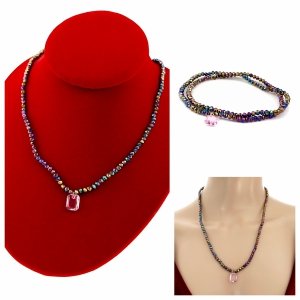 Necklace with sparkling glass crystals on a jewelry elastic chain