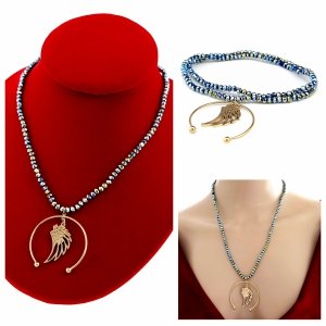 Necklace with sparkling glass crystals on a jewelry elastic chain