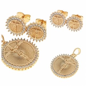 18k gold plated set pendant earrings xuping