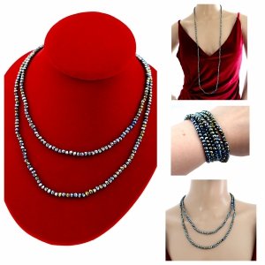 Necklace with sparkling glass crystals on a jewelry elastic chain