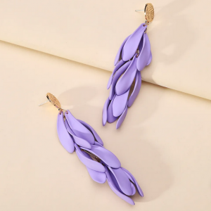 Golden earrings silk flowers