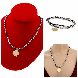 Necklace with sparkling glass crystals on a jewelry elastic chain