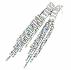 EARRINGS GOLD LONG ZIRCONIA WEDDING WEDDING