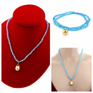 Necklace with sparkling glass crystals on a jewelry elastic chain