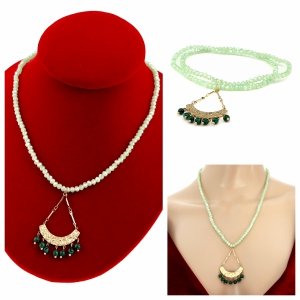 Necklace with sparkling glass crystals on a jewelry elastic chain