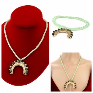 Necklace with sparkling glass crystals on a jewelry elastic chain