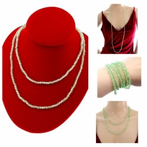 Necklace with sparkling glass crystals on a jewelry elastic chain