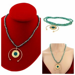 Necklace with sparkling glass crystals on a jewelry elastic chain