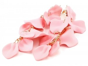 Golden earrings silk flowers