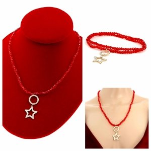 Necklace with sparkling glass crystals on a jewelry elastic chain