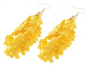 Golden earrings silk flowers