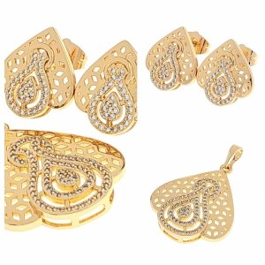 18k gold plated set pendant earrings xuping