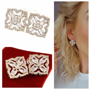 gold plated earrings with exclusive cubic zirconia