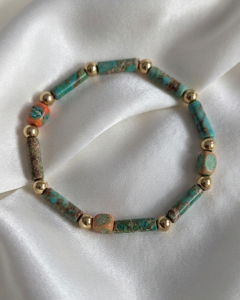 1917b Bransoletka kamień naturalny jaspis cesarski na gumce jubilerskiej