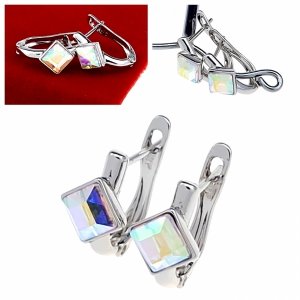 4426 Srebrne kolczyki Austrian Crystal pozłacane białym złotem wiszące