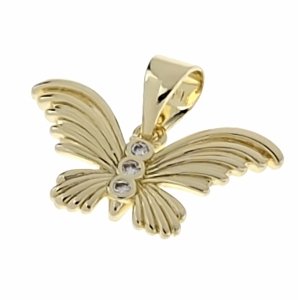 3011 Złota zawieszka cyrkonie błyszcząca pozłacana 14k motyl