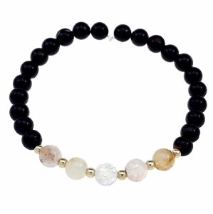 1637g Bransoletka naturalny kamień turmalin cytryn na gumce jubilerskiej