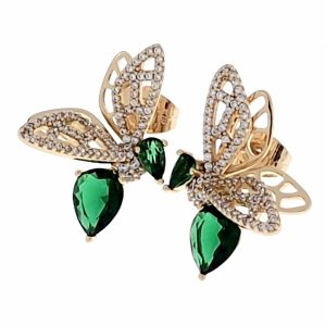 3585 Złote kolczyki pozłacane cyrkonie 18k Xuping wtykane w ucho- sztyft 