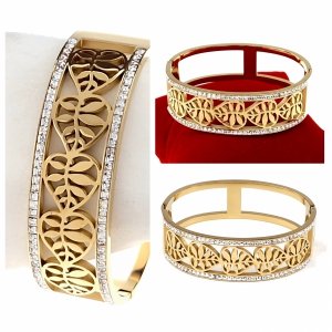 op121 Bransoletka złota 6,5cm stal chirurgiczna bangla 316L 