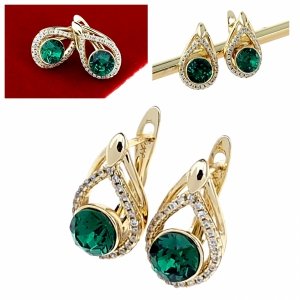 4621 Kolczyki złote Austrian Crystal pozłacane cyrkonie wiszące 14K Xuping Swaro