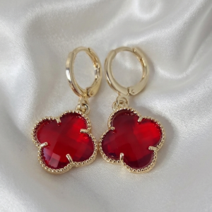 779 Kolczyki złote pozłacane wiszące 14K koniczyna marokańska