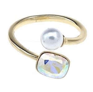 1928k Pierścionek złoty pozłacany 14k cyrkonie Austrian Crystal regulowany