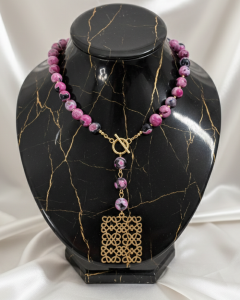 1917b Naszyjnik agat kamień naturalny 50cm stal chirurgiczna nierdzewna naszyjnik