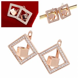 980 Złote kolczyki cyrkonie pozłacane rose gold Xuping wiszące 