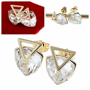 2181 Kolczyki złote pozłacane wtyczki 14K Xuping Austrian Crystal 
