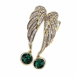 4262 Kolczyki złote pozłacane wiszące 14K cyrkonie Austrian Crystal