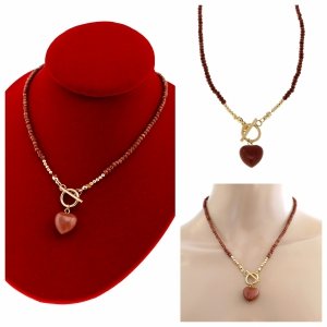 1919i Naszyjnik naturalny kamień piasek pustyni 44cm stal chirurgiczna zapinany na patyczek