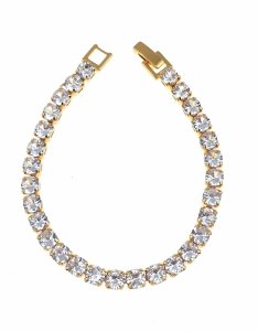 520b Bransoletka elegancka srebrna 18,5cm pozłacana białym złotem 