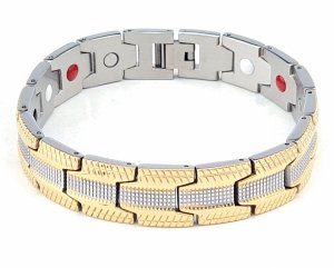 1842 Bransoletka złota srebrna 20,5cm stal chirurgiczna szeroka nierdzewna