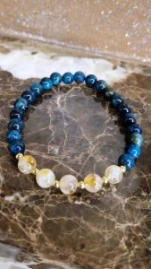 1918d Bransoletka naturalny kamień cytryn na gumce jubilerskiej