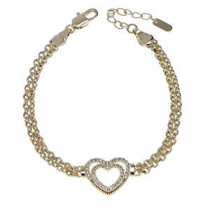 1328 Bransoletka elegancka złota 17+3cm pozłacana 14k serce