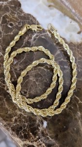 0233 Złoty łańcuszek 50cm naszyjnik pozłacany 14K splot korda