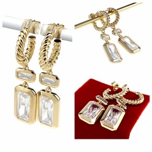 388c Kolczyki złote pozłacane wiszące 14K Xuping cyrkonie