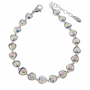 1675 Bransoletka elegancka srebrna 17+3cm pozłacana 14k cyrkonie Austrian Crystal