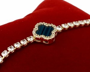 3747 Bransoletka elegancka złota 17+3cm pozłacana 14k koniczyna marokańska