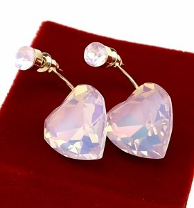 455d Kolczyki złote pozłacane wiszące 14K serce