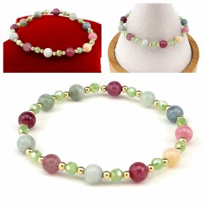 1358a Bransoletka jadeit kamień na gumce jubilerskiej 