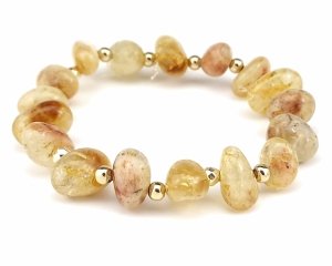 2330h Bransoletka naturalny kamień cytryn na gumce jubilerskiej