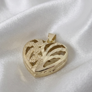 608 Złota zawieszka błyszcząca pozłacana 14k serce 