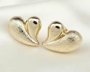 967 Kolczyki złote pozłacane wtyczki 14K serce
