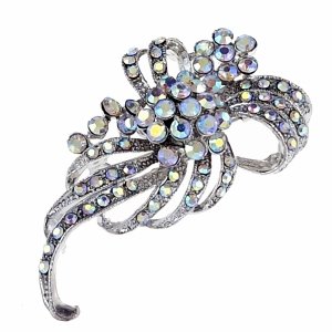 2179 Elegancka broszka przypinka srebrna cyrkonia 