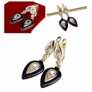 3721g Kolczyki złote pozłacane cyrkonie wiszące 14K Xuping 