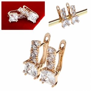 3761 Kolczyki złote cyrkonia pozłacane 18k Xuping wiszące