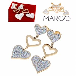 2861 Kolczyki złote stal chirurgiczna 316L nierdzewna celebrytki wiszące Viki lady serce