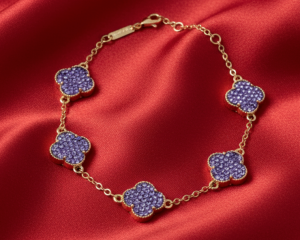 782 Bransoletka elegancka złota 18+2cm pozłacana 14k cyrkonie koniczyna marokańska